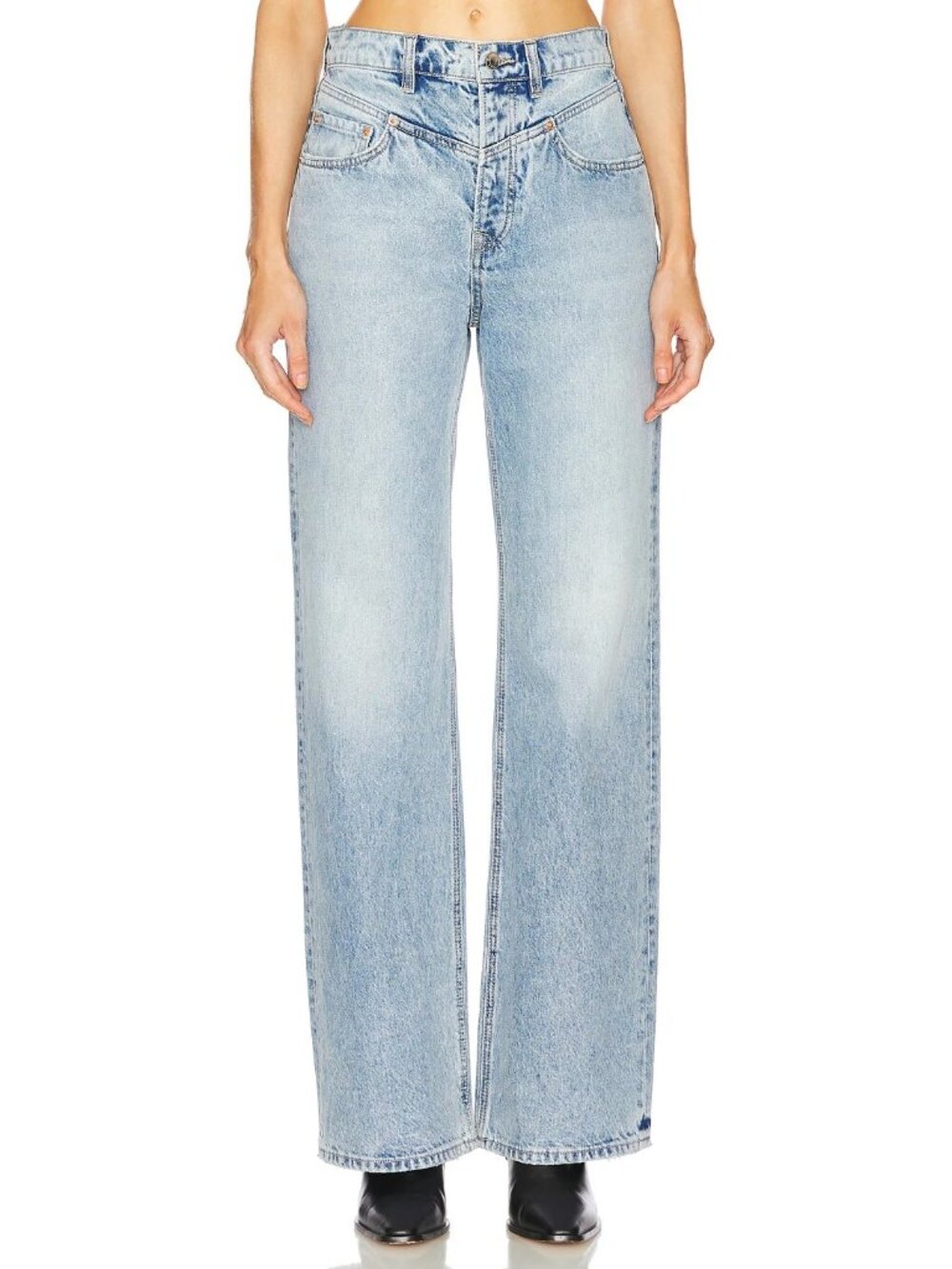 GRLFRND Katya Seamed Loose Wide Leg Jeans Button Fly in Azusa Sz 28 EUC